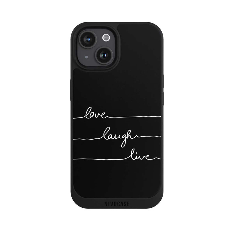 iPhone 15 NIVOpure Love Laugh Live weiß/schwarz