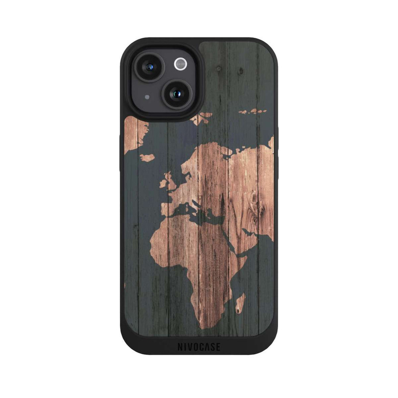iPhone 15 NIVOpure Wooden World Map