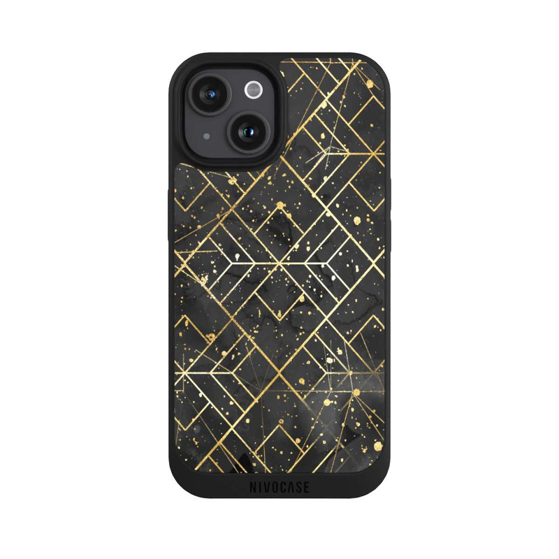 iPhone 15 NIVOpure Marbre Noir Motif de Maille