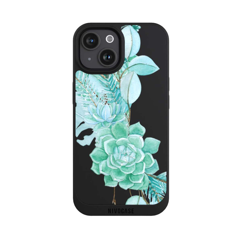 iPhone 15 NIVOpure Flowers Mint Green Transparent