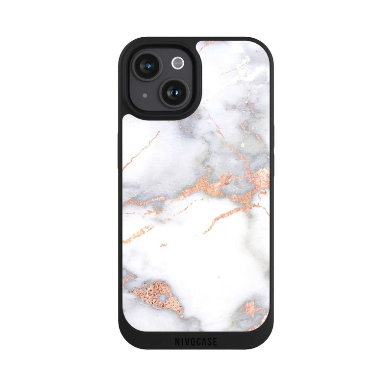 iPhone 15 NIVOpure Weißer und goldener Marmorlook