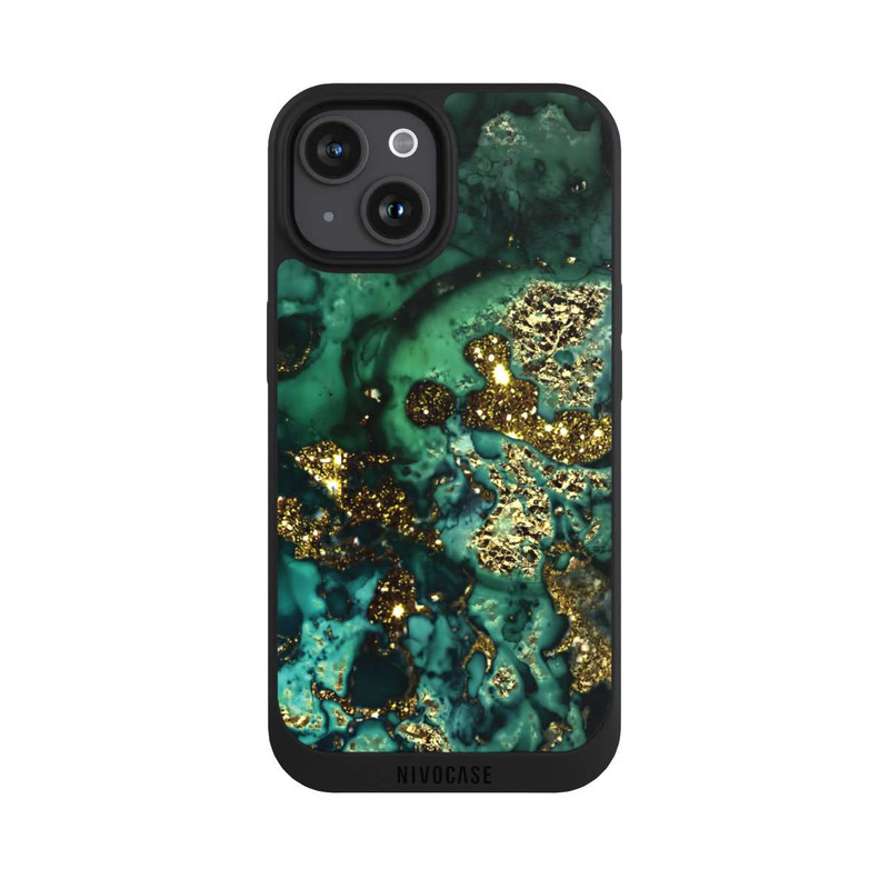 iPhone 15 NIVOpure Cyan Glitzer Marmorlook
