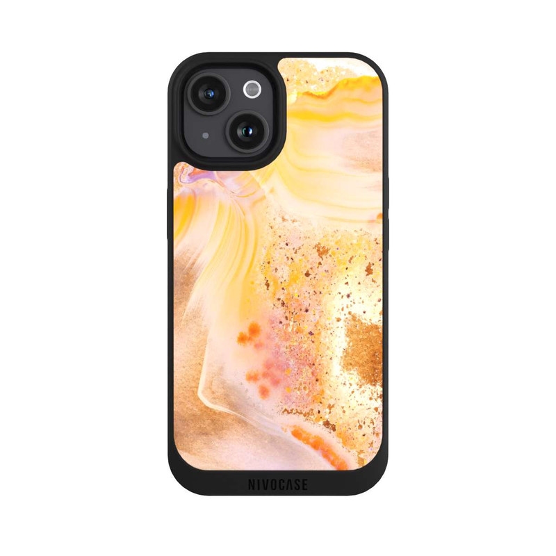 iPhone 15 NIVOpure Orangefarbener Glitzer Marmorlook