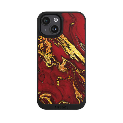 Apple iPhone 15 NIVOpure Red Gold Marble Look
