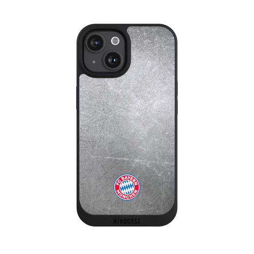 Apple iPhone 15 NIVOpure Klassisches FCB Logo Klein - Bunt auf Metalllook