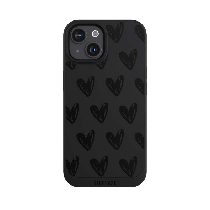 iPhone 15 NIVOpure Herzen Schwarz ohne Hintergrund