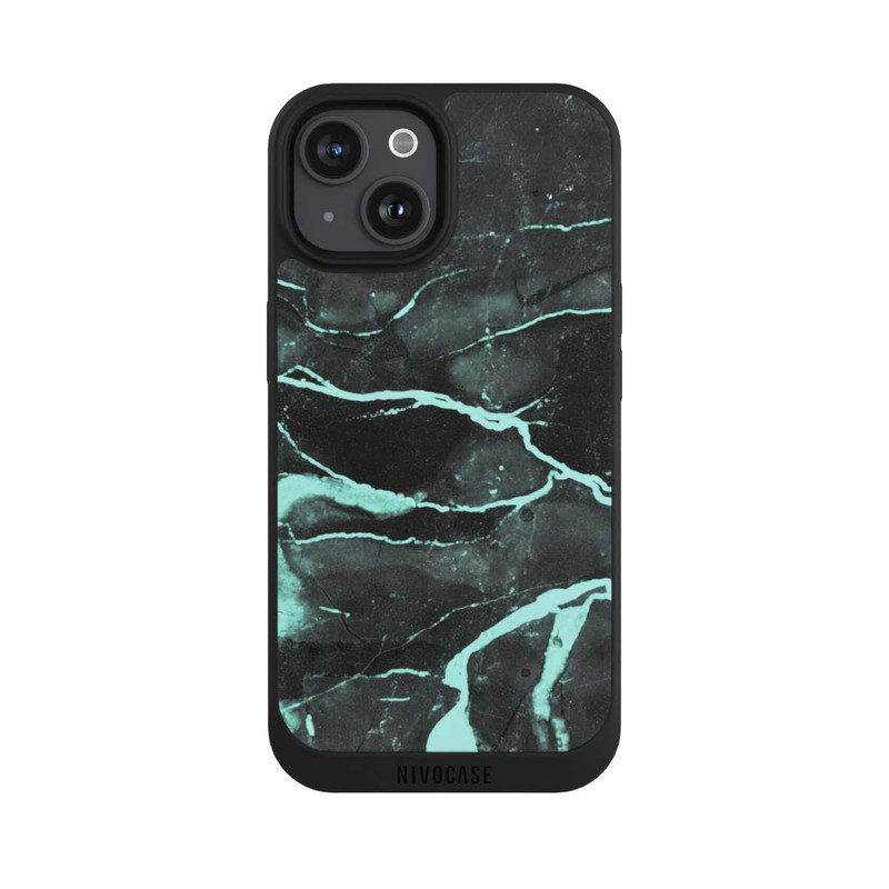 iPhone 15 NIVOpure Grauer und blauer Marmor