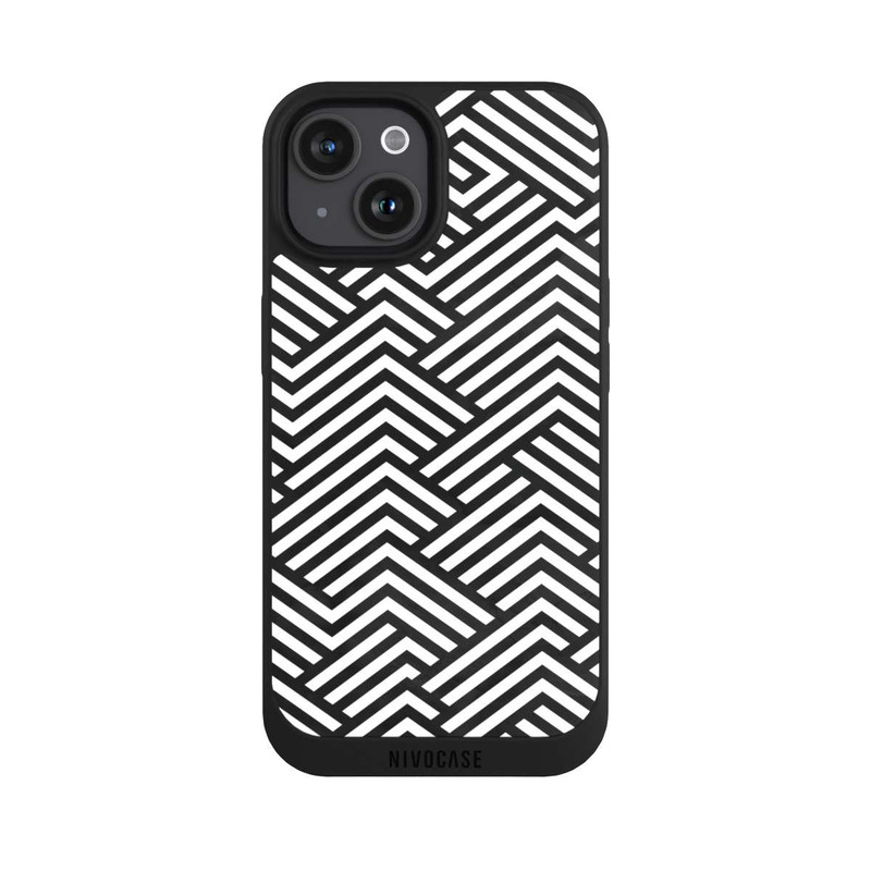 iPhone 15 NIVOpure Schwarz und Weiß ZigZag