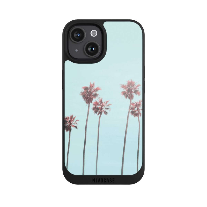 iPhone 15 NIVOpure Paradis des palmiers de plage rose
