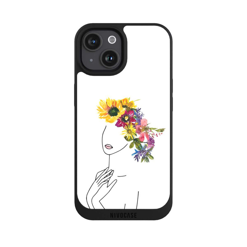iPhone 15 NIVOpure Line Art Woman flowercrown