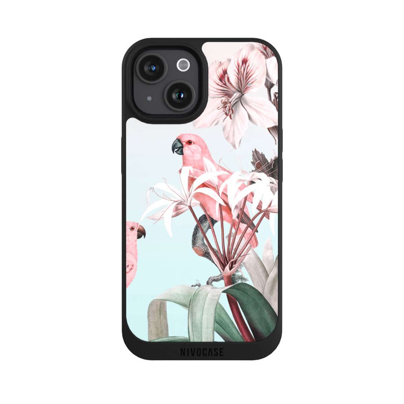 iPhone 15 NIVOpure paradiesische Papageien Pastell