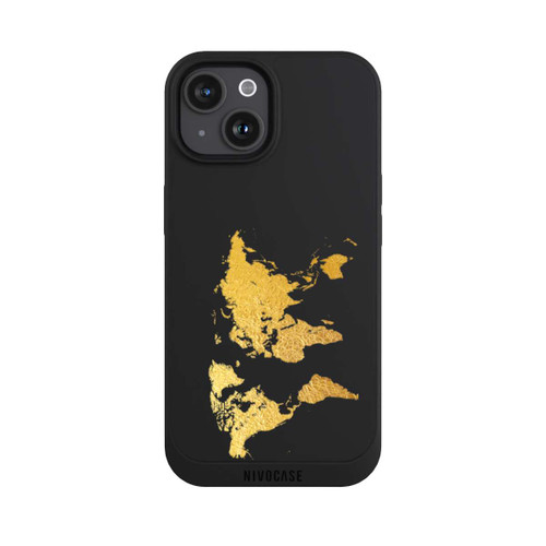 Apple iPhone 15 NIVOpure Carte du monde or transparent