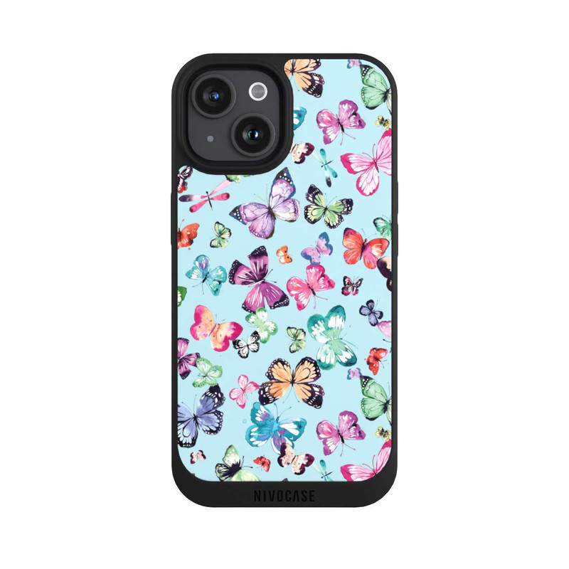 iPhone 15 NIVOpure Butterflies Pink Orange Blue