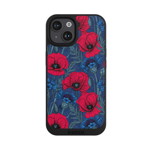 Apple iPhone 15 NIVOpure Poppies and Cornflowers on Blue
