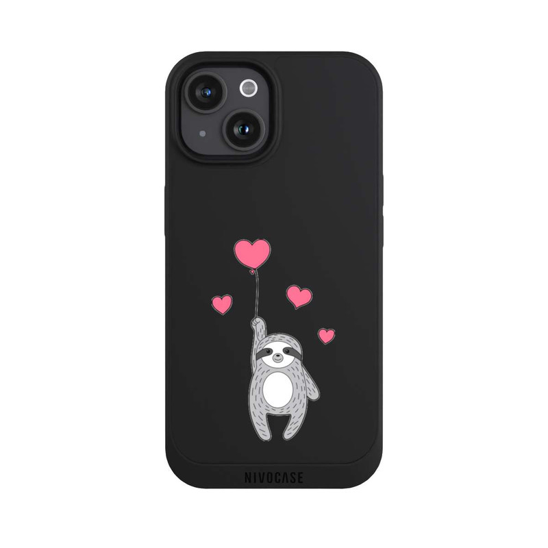 iPhone 15 NIVOpure Faultier mit Herzen transparent