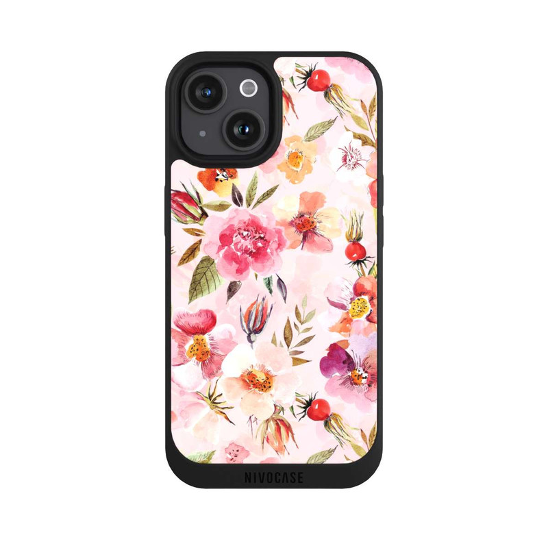 iPhone 15 NIVOpure Hagebuttentapete Rosa Frühling