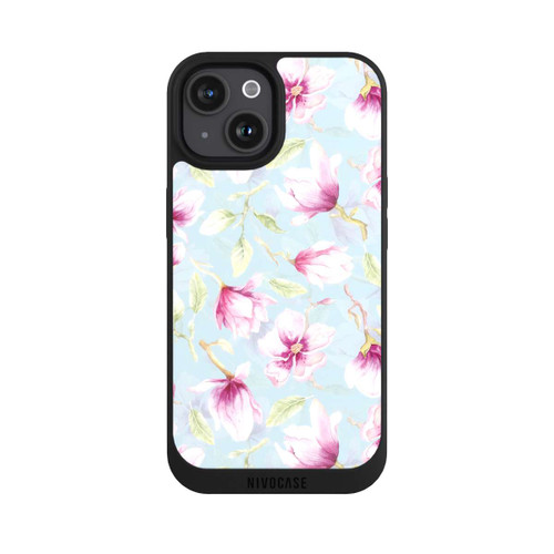 Apple iPhone 15 NIVOpure Magnolien auf Blau