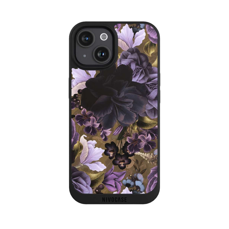 iPhone 15 NIVOpure  Lila und goldene Vintageblumen
