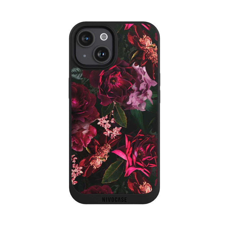 iPhone 15 NIVOpure Dark Red and Pink Flowers