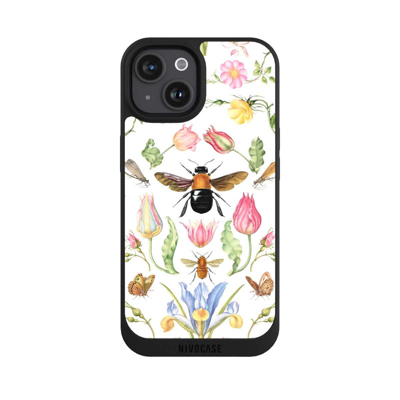 iPhone 15 NIVOpure Wildblumen mit Biene weiß