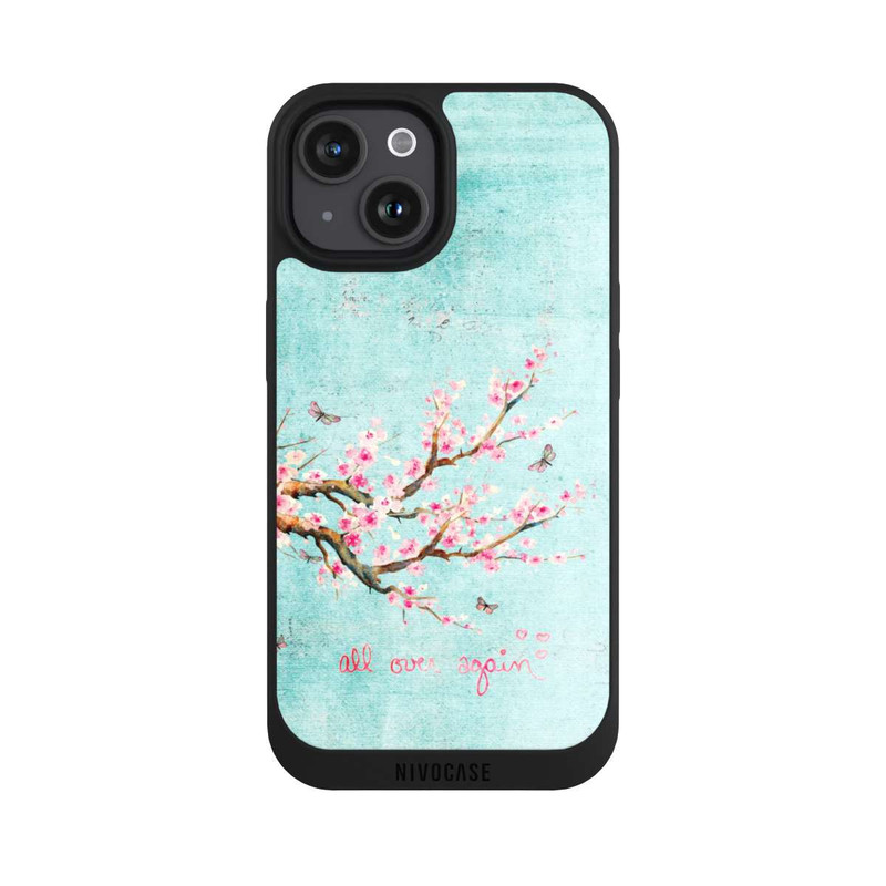 iPhone 15 NIVOpure Motif d'arbre en fleurs de cerisier bleu