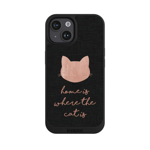 Apple iPhone 15 NIVOpure Home Is Where The Cat Is - Pink on Black 