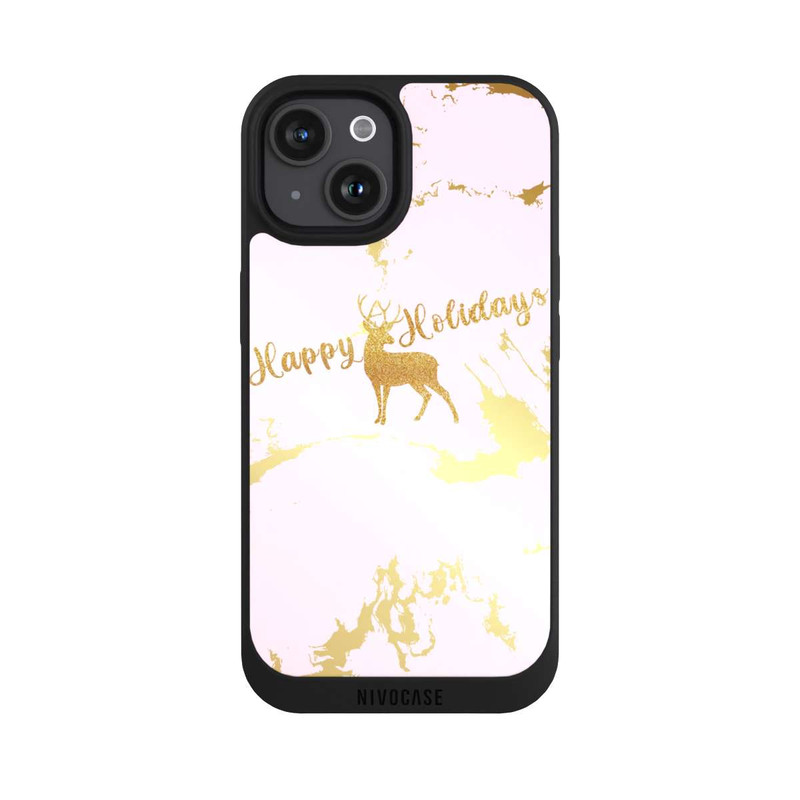 iPhone 15 NIVOpure Happy Holidays Reindeer Gold