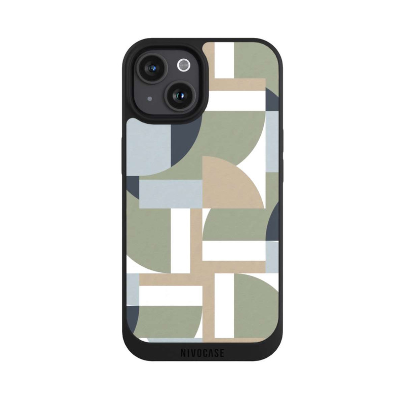 iPhone 15 NIVOpure Futuristic Bauhaus Polygons Beige