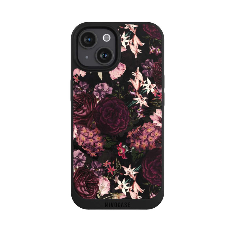 iPhone 15 NIVOpure Blumentapete dunkelviolett