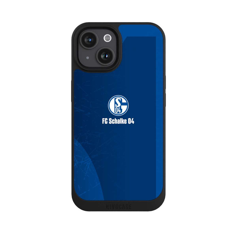 iPhone 15 NIVOpure Schalke 04 Blauer Hintergrund Mit Logo