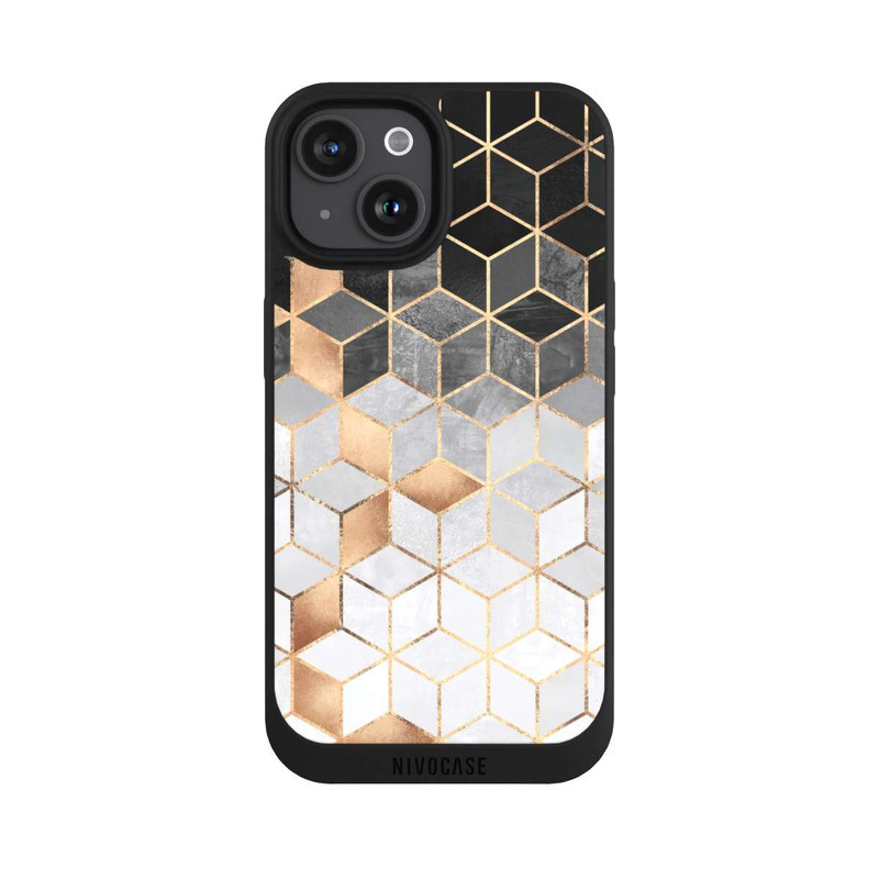 iPhone 15 NIVOpure Cubes Sombres & Dorés