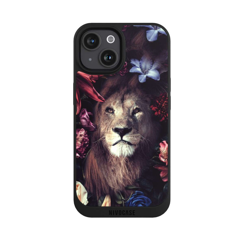 iPhone 15 NIVOpure Löwe Blumenrahmen