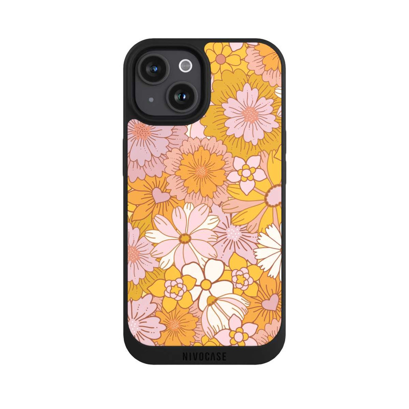 iPhone 15 NIVOpure Retro Blumentapete Gelb