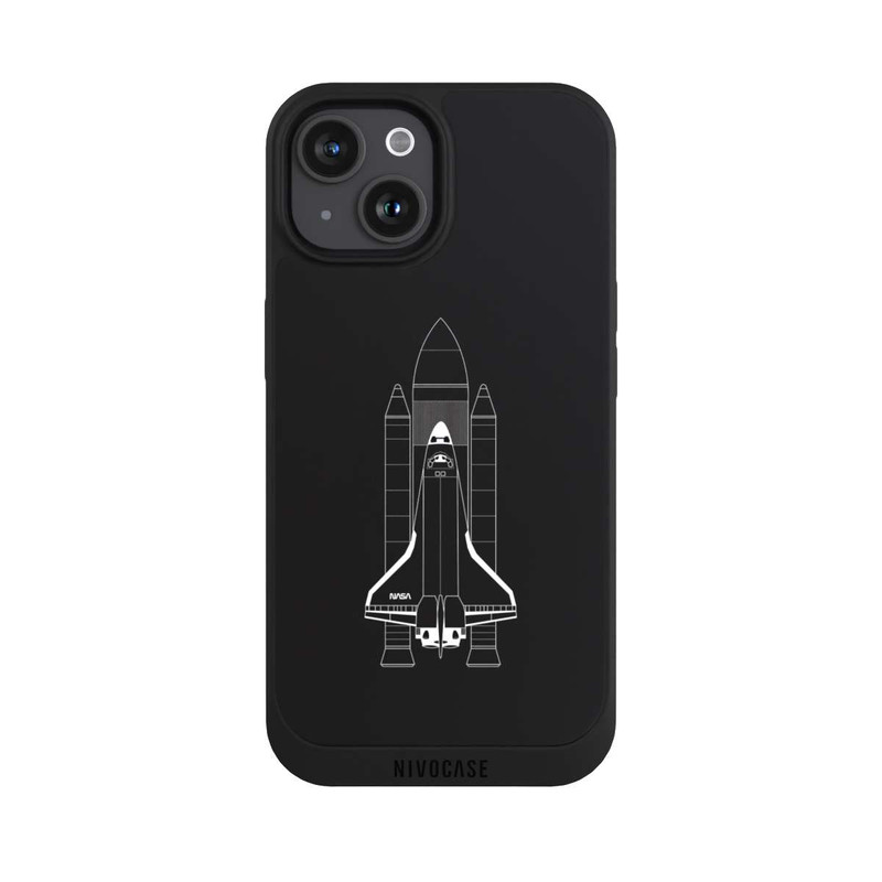 iPhone 15 NIVOpure Space Shuttle White on Black