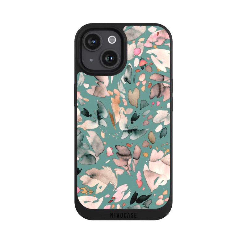 iPhone 15 NIVOpure Abstrakte Blumenblätter grün