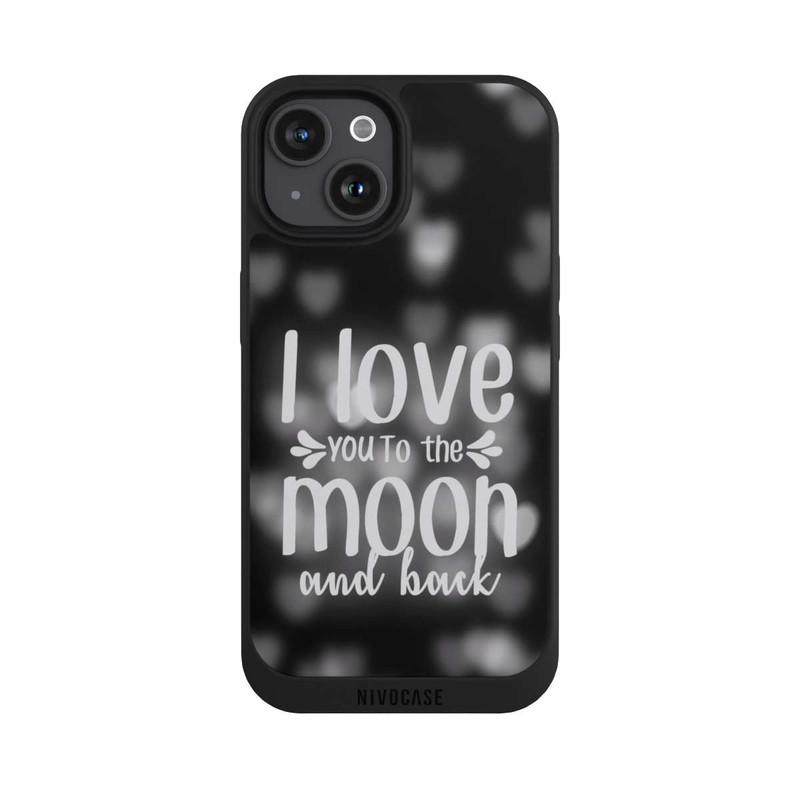 iPhone 15 NIVOpure I Love You to The Moon And Back Black Hearts