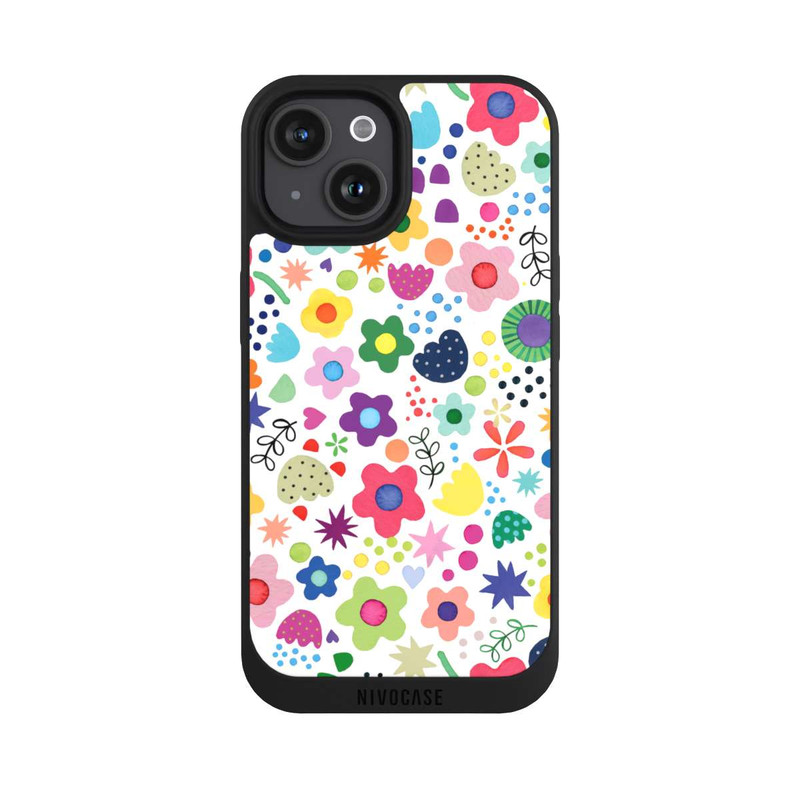 iPhone 15 NIVOpure Fleurs psychédéliques colorées