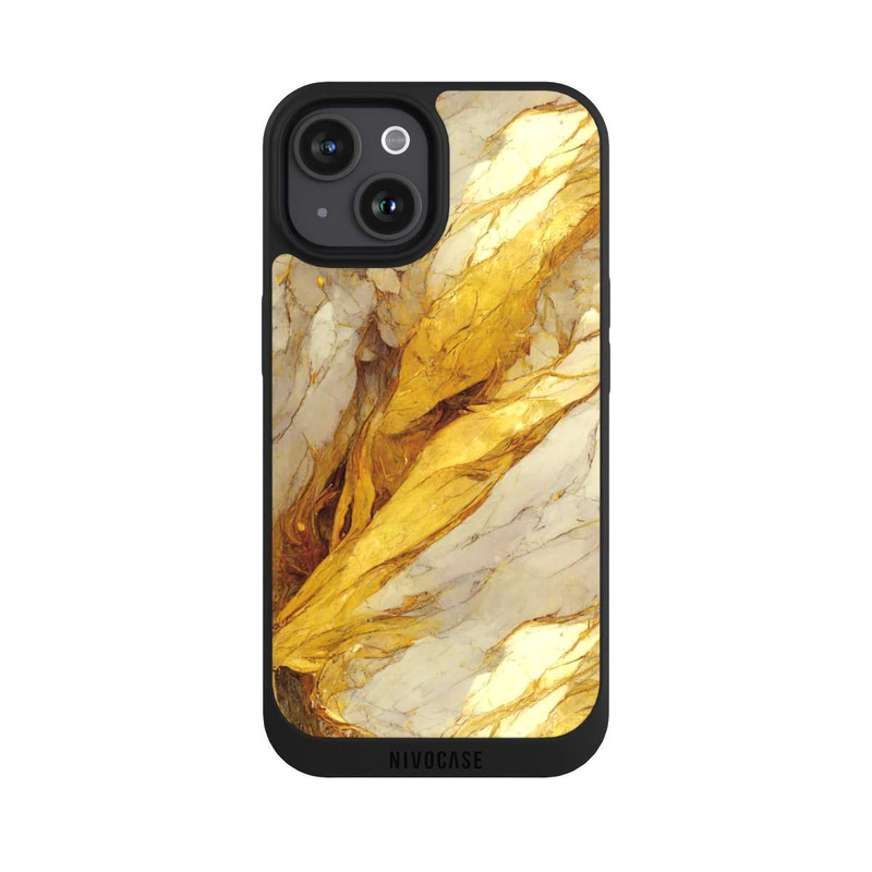 iPhone 15 NIVOpure White Marble Gold Print Layers