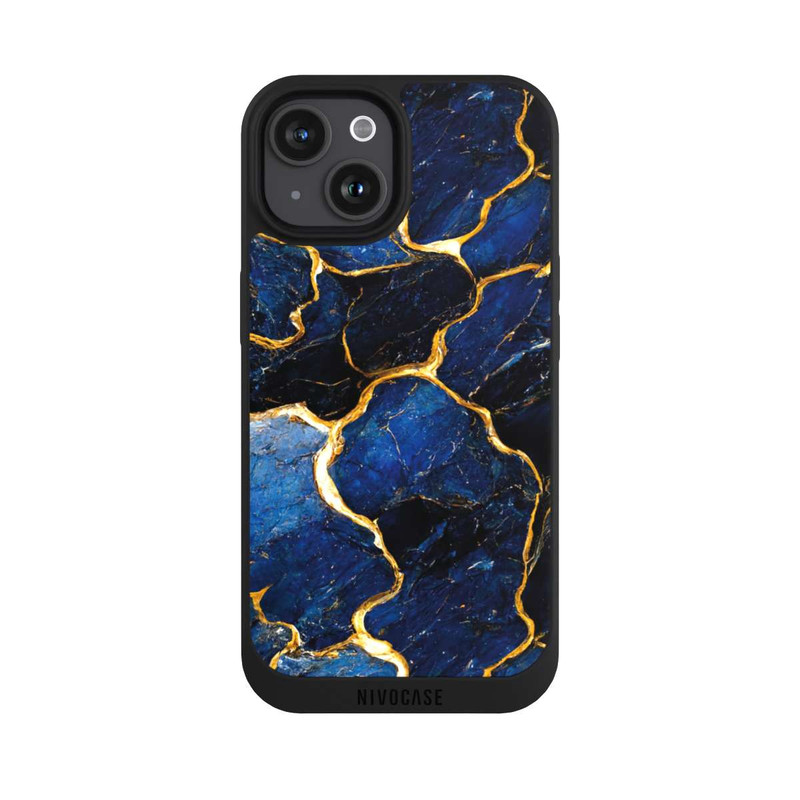 iPhone 15 NIVOpure Blue Marble Gold Print Layers