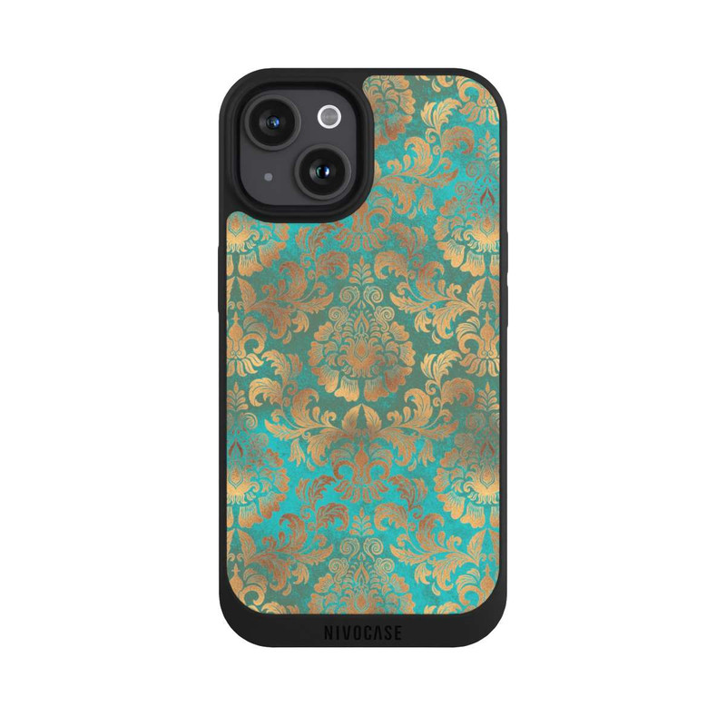 iPhone 15 NIVOpure Damasttapete Türkis