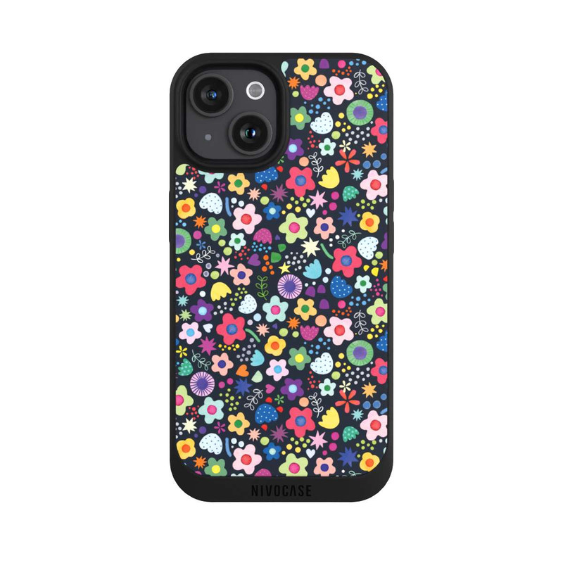 iPhone 15 NIVOpure Psychedelic Flowers Multi Black