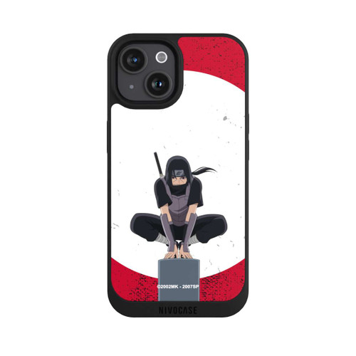 Apple iPhone 15 NIVOpure Symbole Itachi Uchiha fond rouge