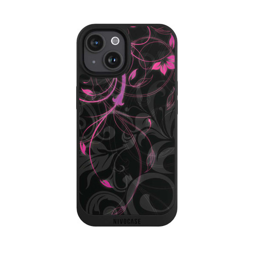 Apple iPhone 15 NIVOpure Black and Pink Autumn Flowers 