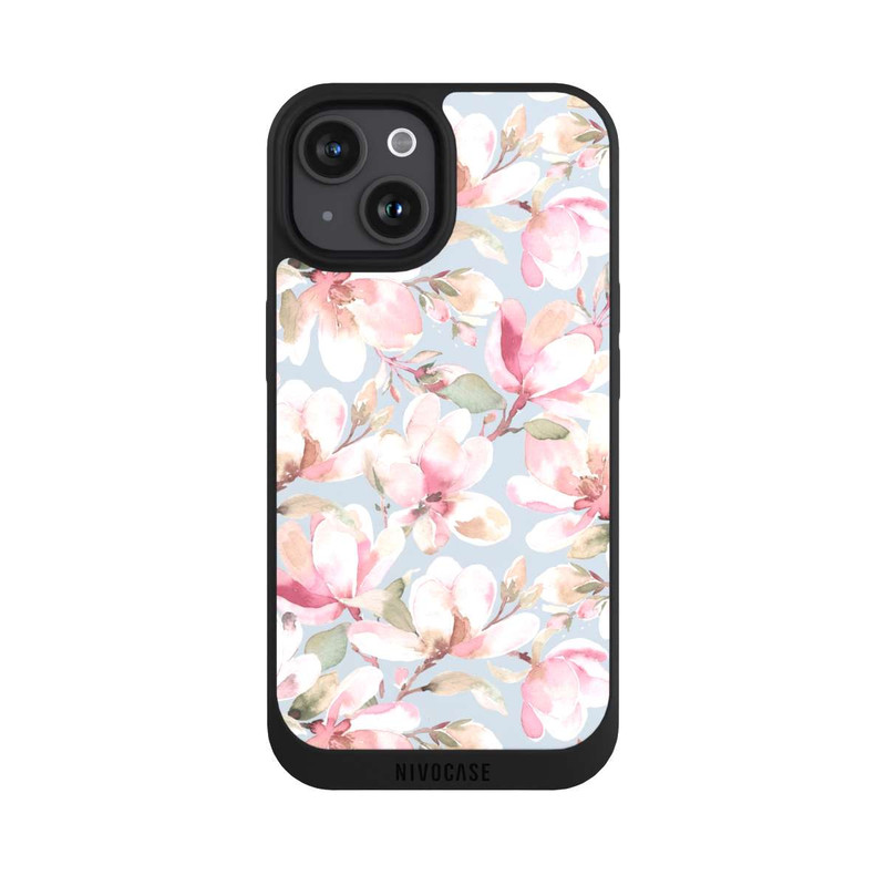 iPhone 15 NIVOpure Fleurs de magnolia rose pastel