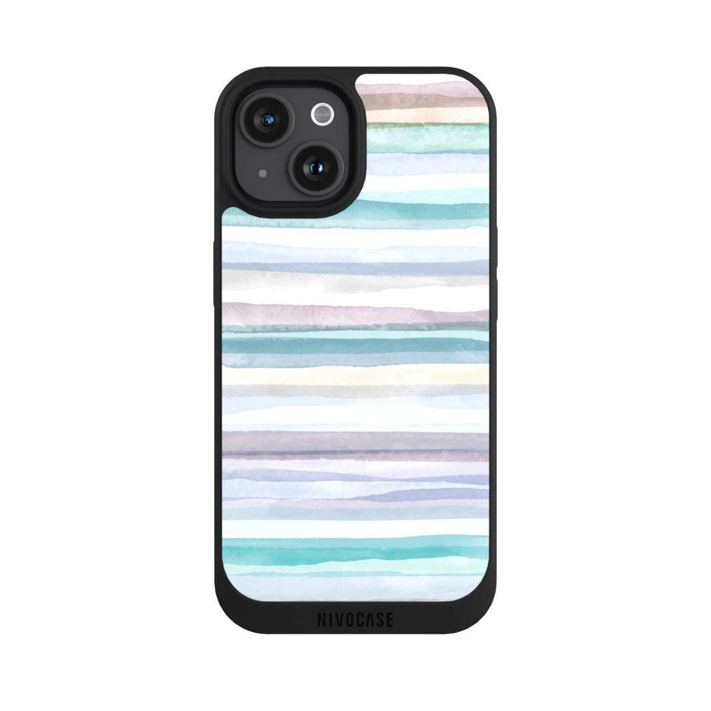 iPhone 15 NIVOpure Pastellfarbene Streifen Blau