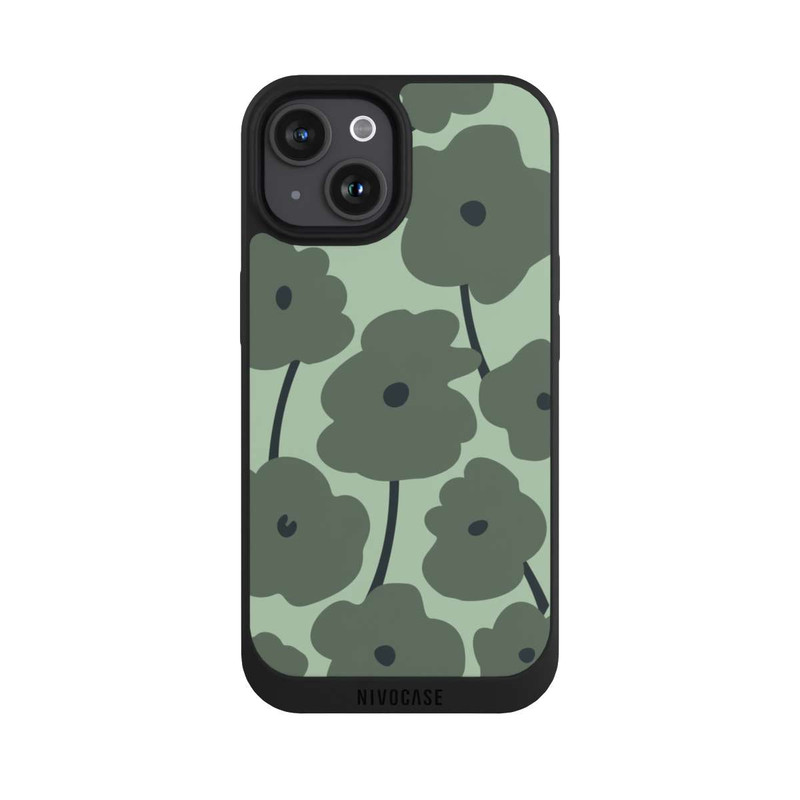 iPhone 15 NIVOpure Fleurs Minimalistes Vertes
