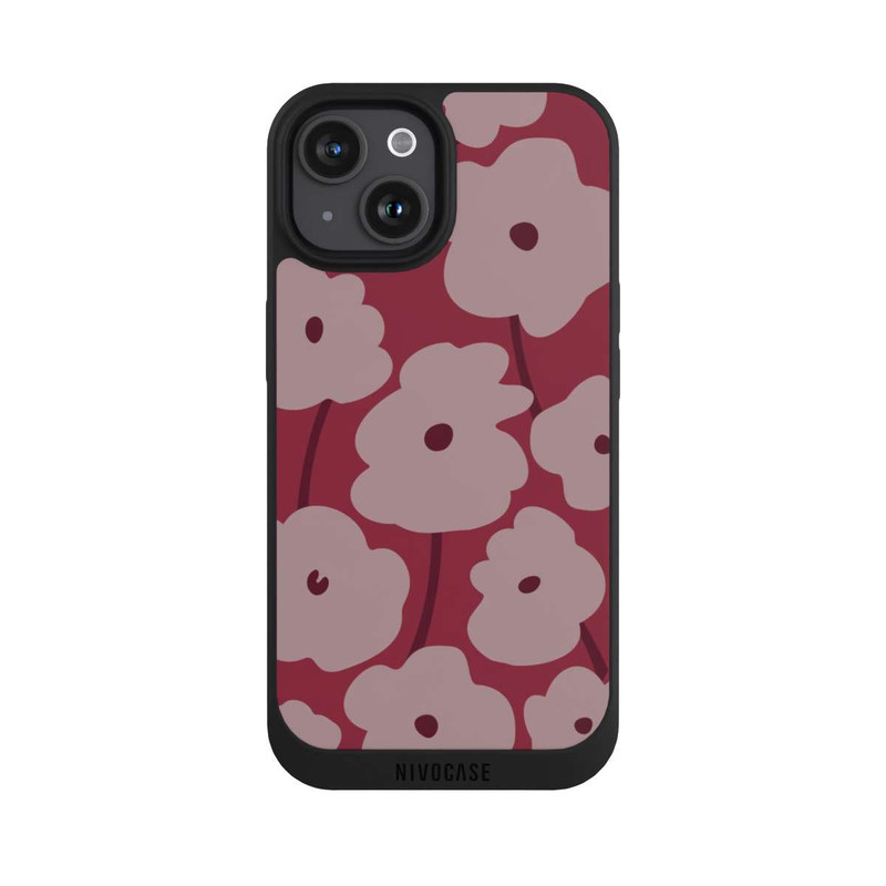 iPhone 15 NIVOpure Minimalistische Blumen Bordeaux