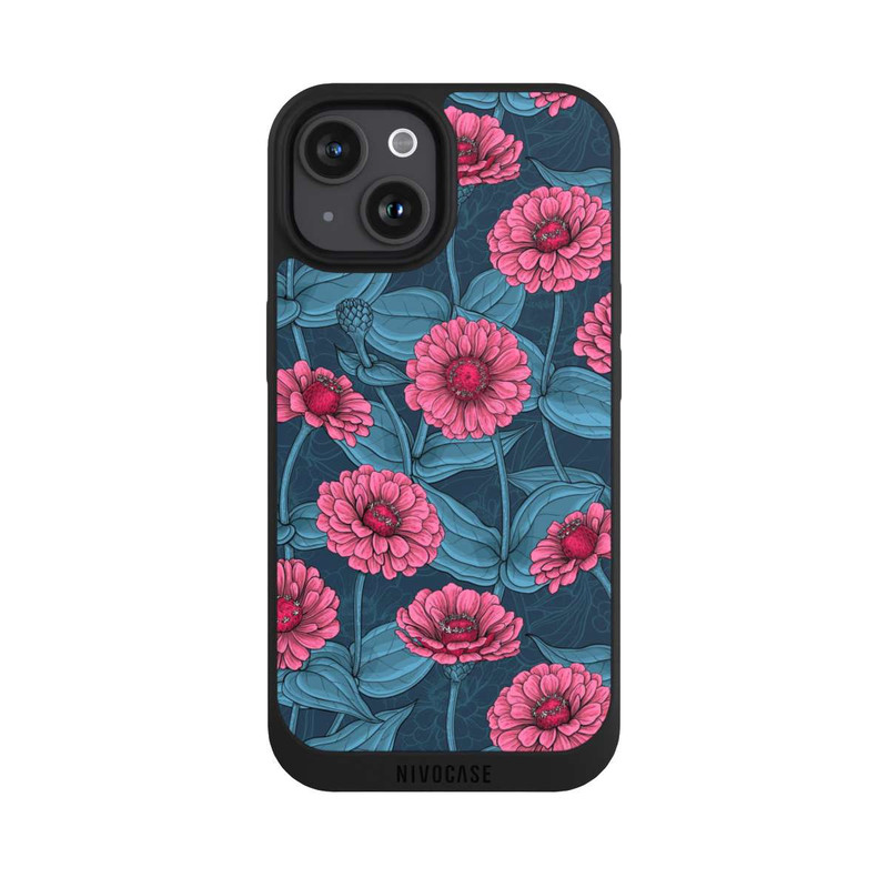 iPhone 15 NIVOpure Flower Pattern Pink And Blue Illustration