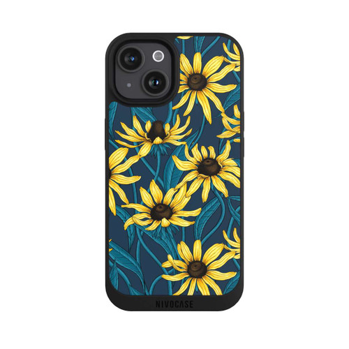 Apple iPhone 15 NIVOpure Sunflowers Pattern Dark Illustration
