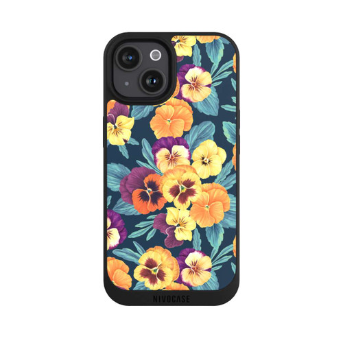 Apple iPhone 15 NIVOpure Pansies on Navy